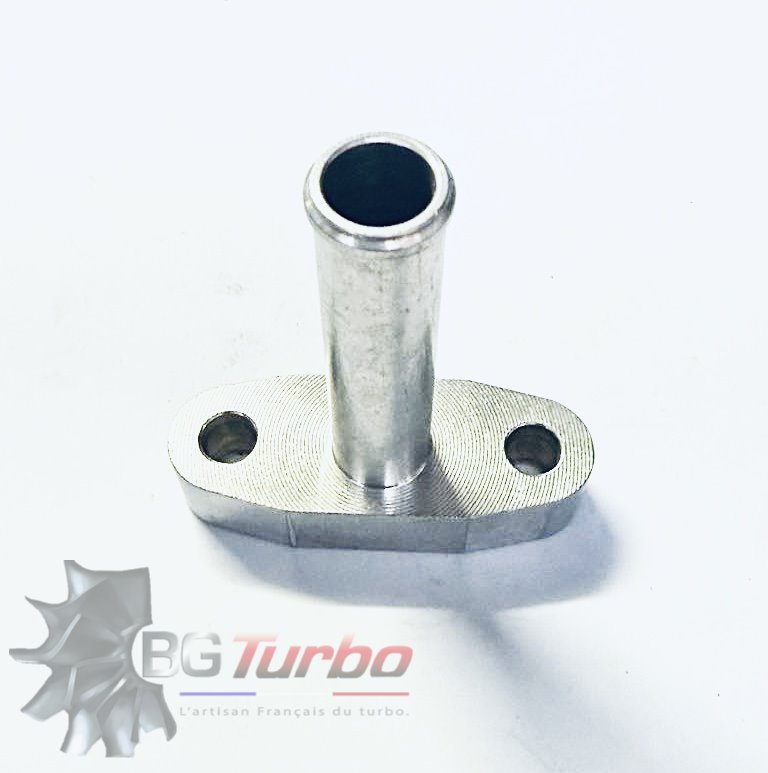 Turbo PIECES DETACHEES - NEUF - PLATINE ADAPTATRICE - RETOUR D'HUILE - ALU - T3 - DROITE - Tube w/Integ Flange T3/T4 GTX40 GTX42 GTX45 5 degree tilted/angled 5/8 hose barb
